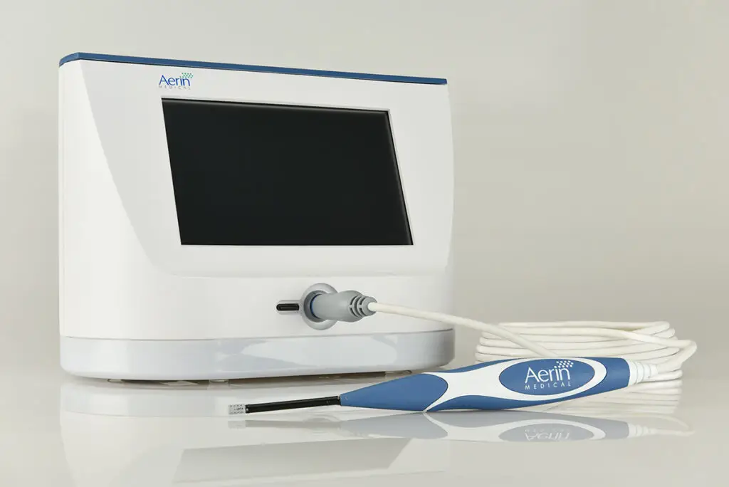 Product photography of medical device on reflective background